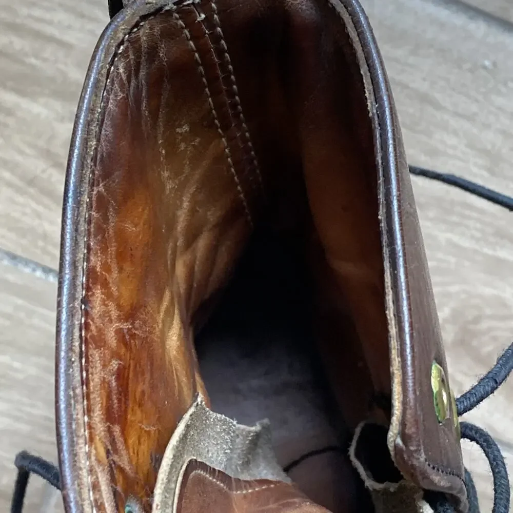 Vintage Handmade Brown Leather Retro Tall Military Combat Jump Style Boots